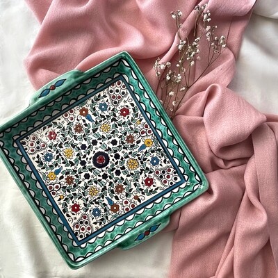 Square serving plate turquoise