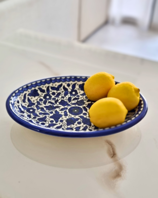 Large Oval Bowl Blue and White