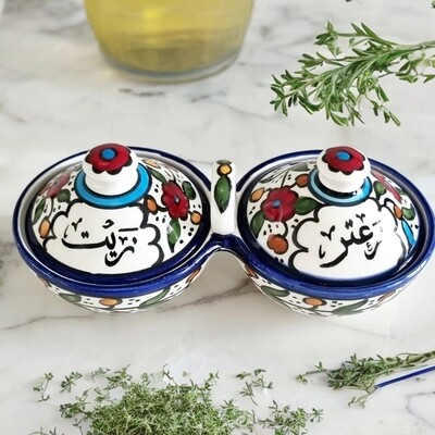 Large Zeit w zaatar Hand Painted Ceramic
