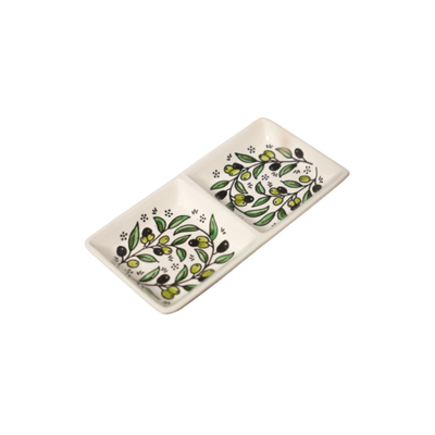 Large Two Section Rectangle Olive Paint Plate