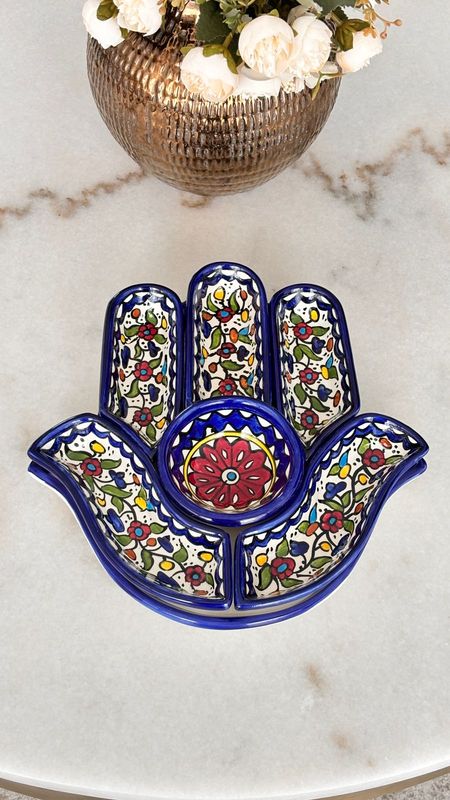 Fatima Hand Serving Plate divided into 6 sections