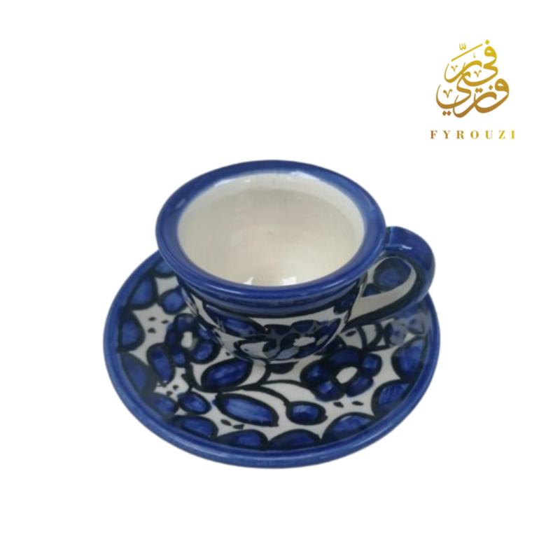 Turkish Coffee Cup with Saucer (Blue and white )