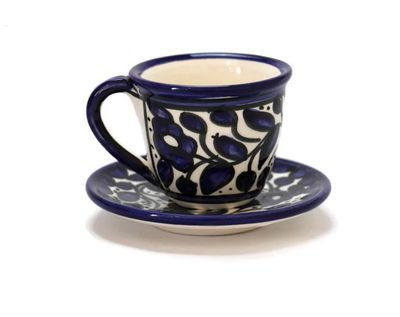 Turkish Coffee Cup with Saucer (Blue and white )
