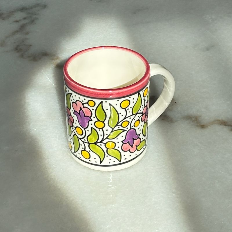 Pink Floral Design Hand Painted Mug Medium