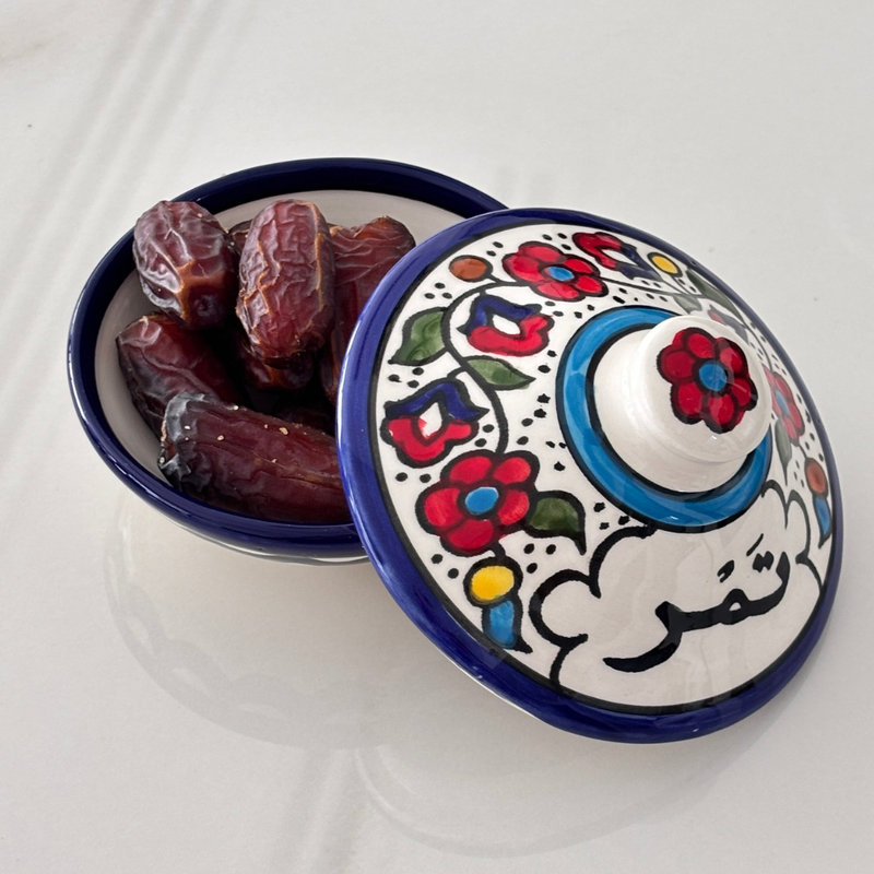 Ceramic Serving Bowl Hand Painted Dates تمر
