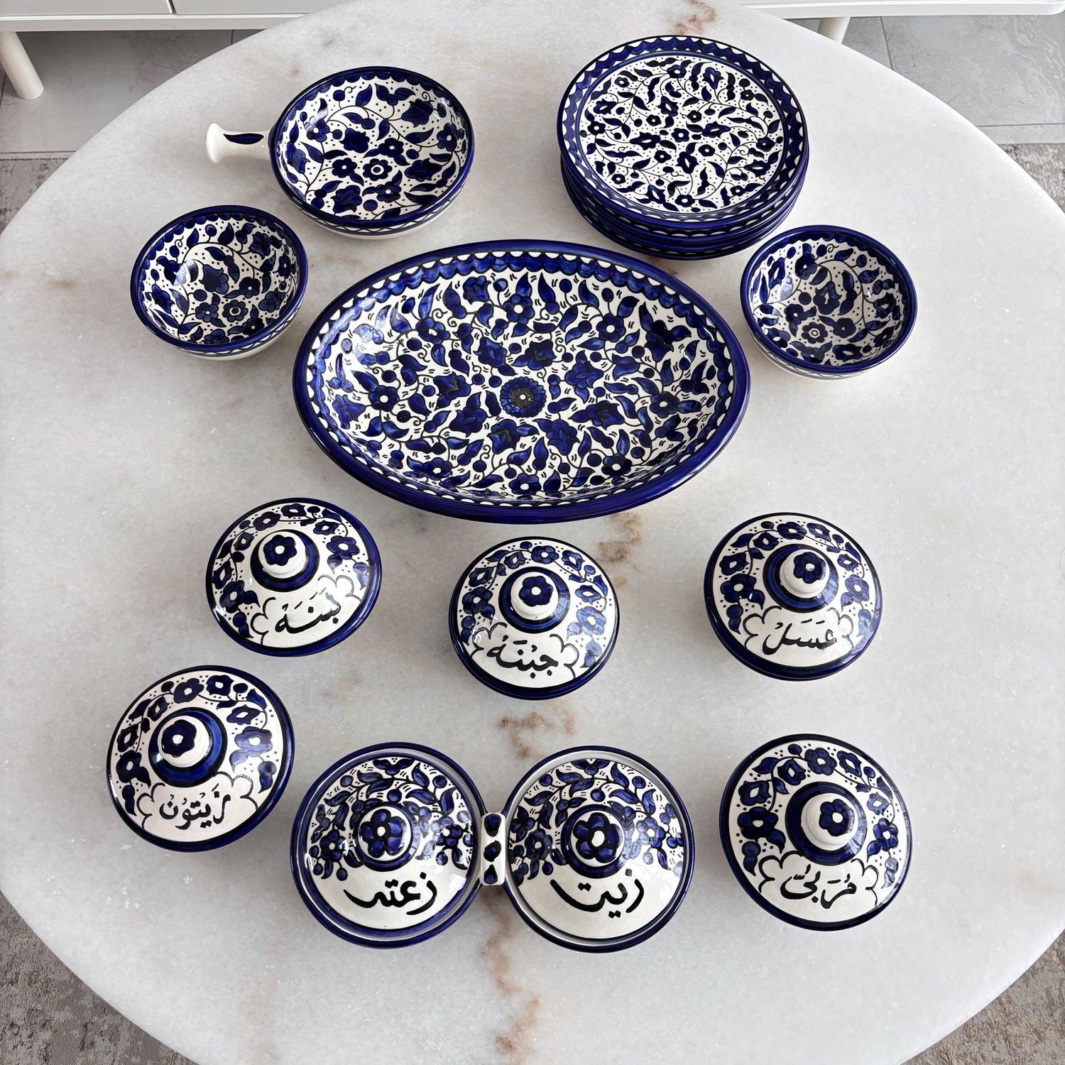Royal Blue and White Breakfast Set