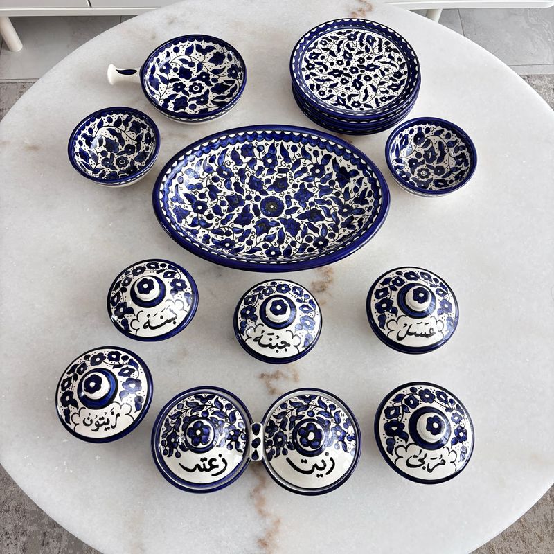 Royal Blue and White Breakfast Set