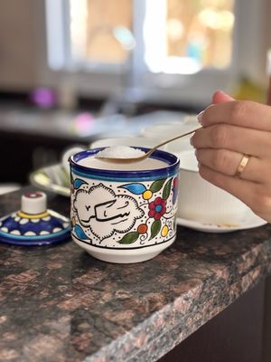 Hand-painted Ceramic Jar with lid Sugar