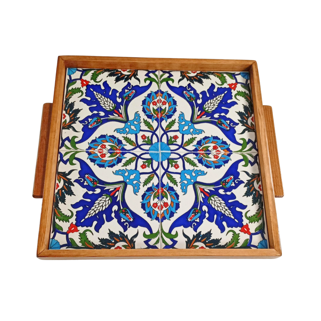 Sqaure Tray Blue, White &amp; Red