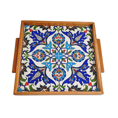 Sqaure Tray Blue, White &amp; Red