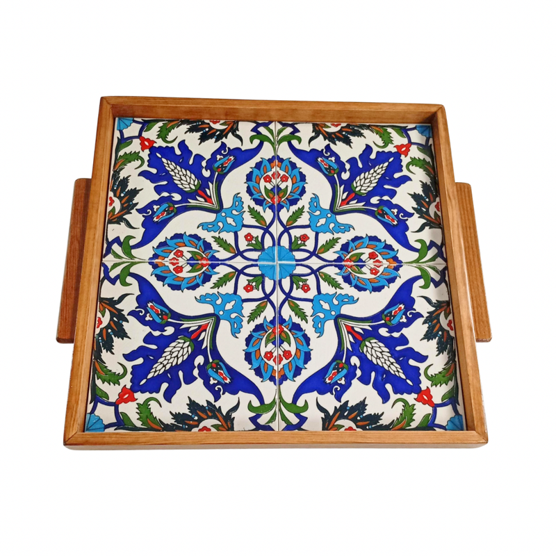 Sqaure Tray Blue, White &amp; Red
