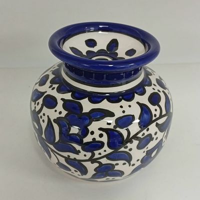 Ceramic Oil Burner Hand Painted Floral (Oil Burner) white and blue Pattern