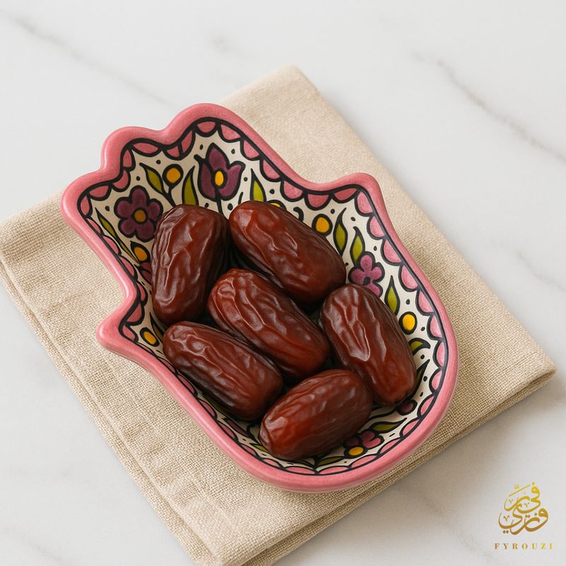 Fatima Hamsa Hand serving dish/trinket pink Pattern