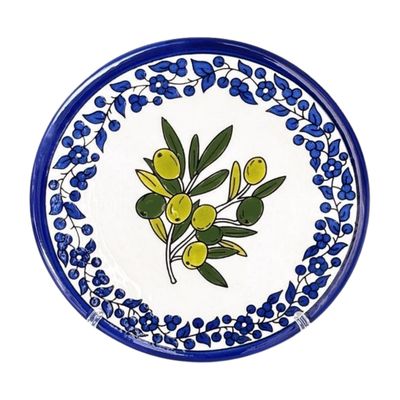 Olive Paint with blue corners plate