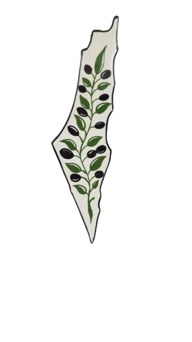 Large Olive Paint Palestine Hanging Map