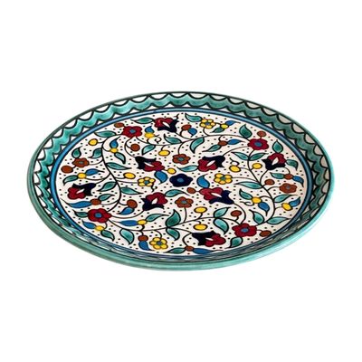 Large dinner plate 27 cm turquoise Floral