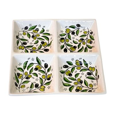 4 section serving platter Olive Pattern