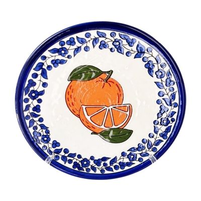 Orange Paint with blue corners display plate