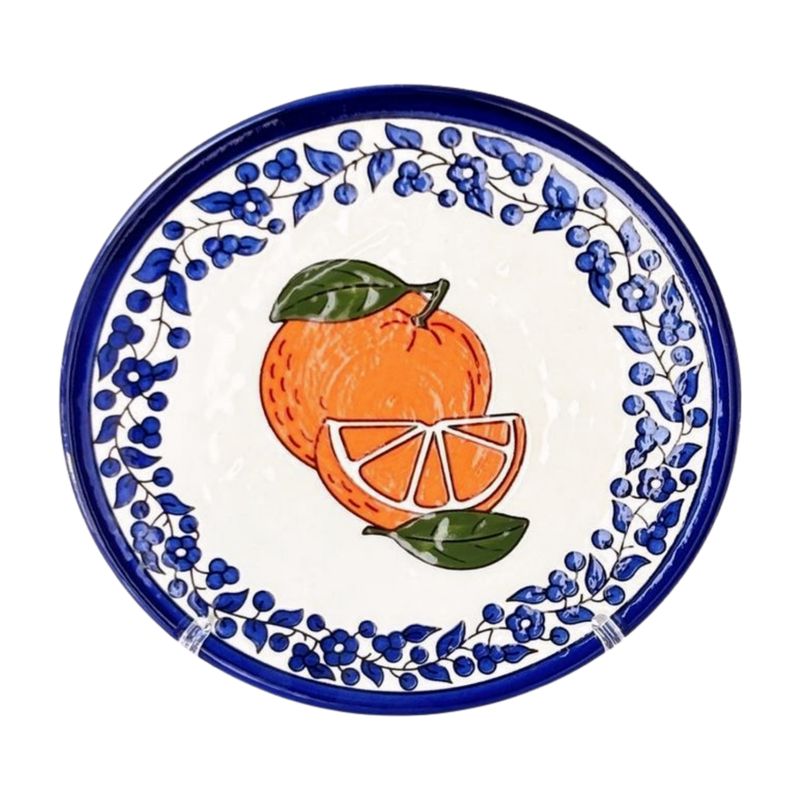 Orange Paint with blue corners display plate