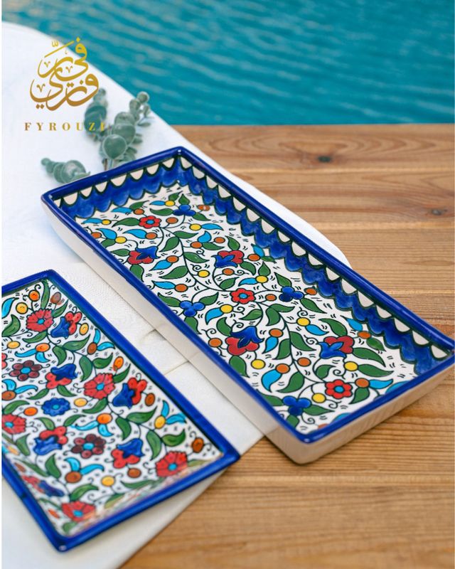 Set of two Rectangular Ceramic Serving Plates