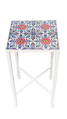 Jericho Bloom Tile Table White legs