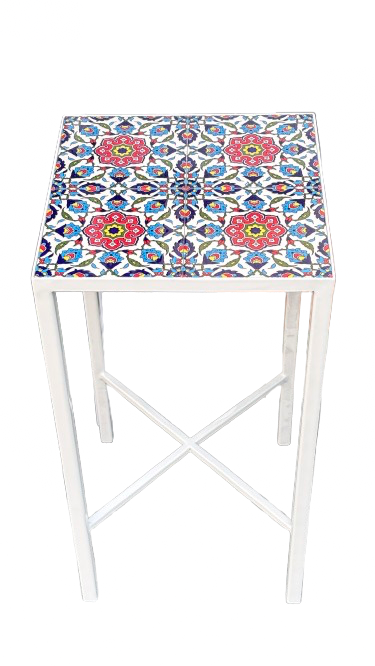 Jericho Bloom Tile Table White legs
