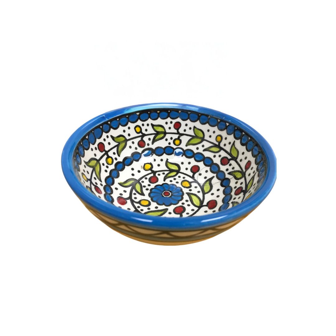 Palestinian Ceramic Deep Bowl – Blue, 12 cm, Hand-painted