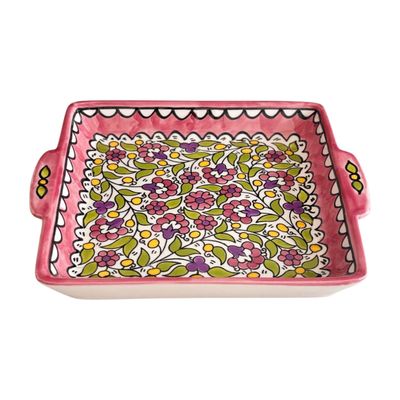 Pink square serving plate