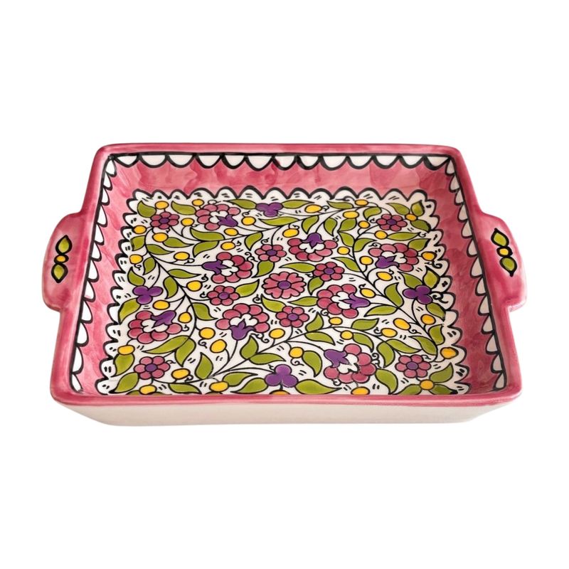 Pink square serving plate