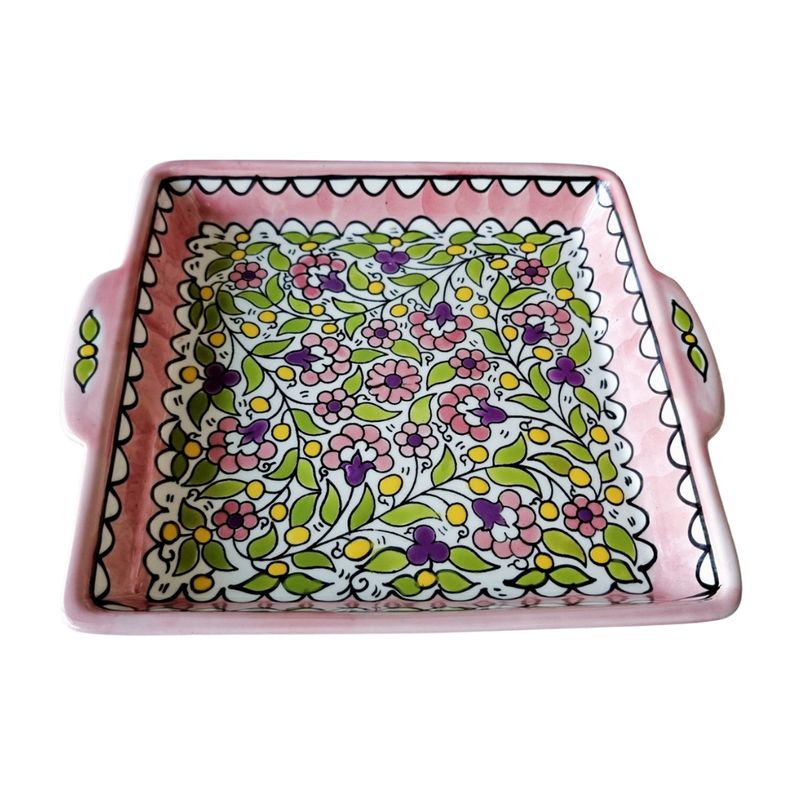 Pink square serving plate