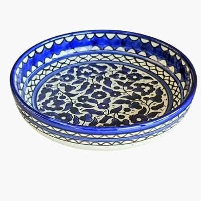LARGE CERAMIC BOWL HAND PAINTED Royal Blue 23 CM