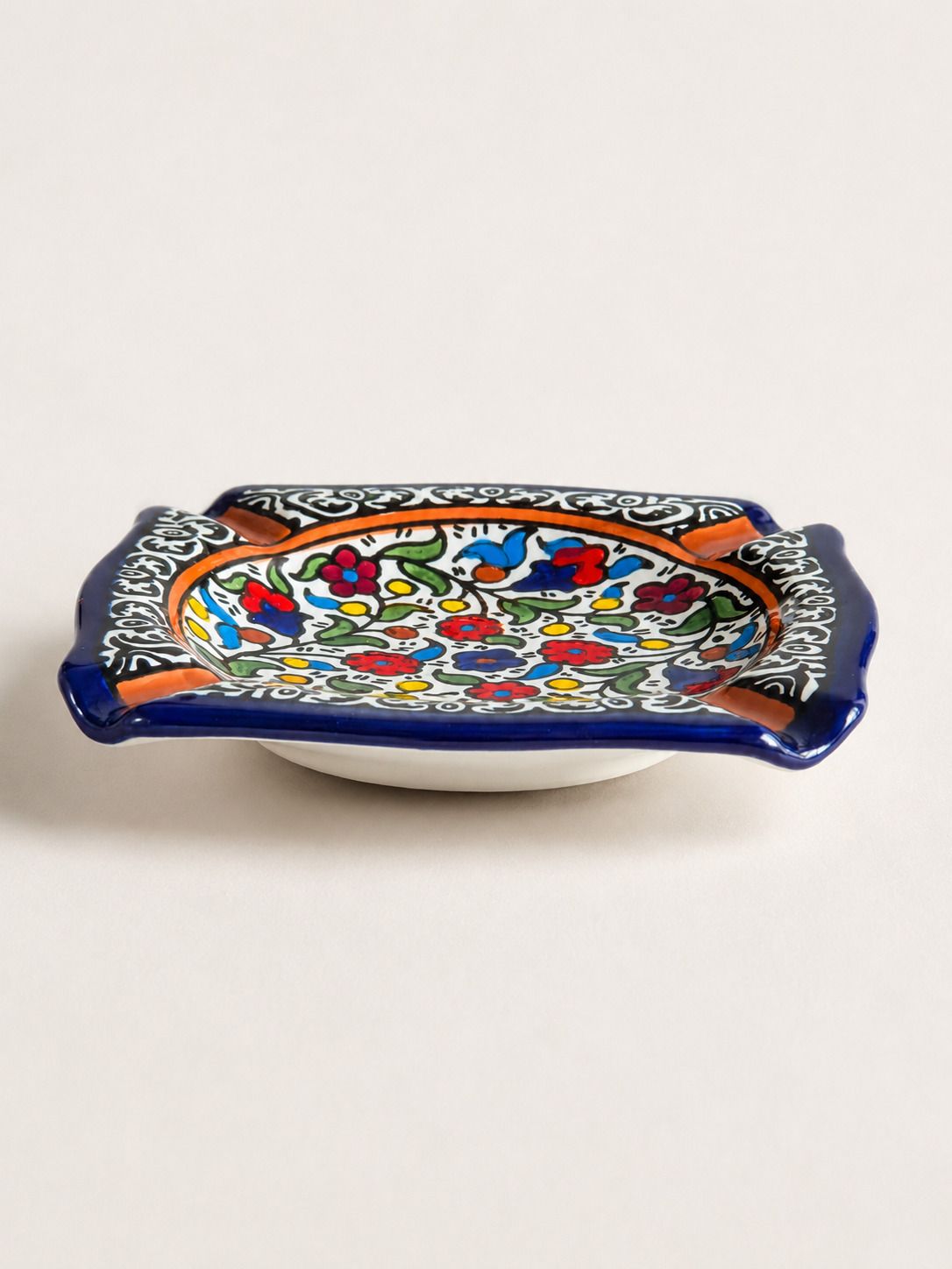 Palestinian Ceramic Ashtray – Square, Hand-painted