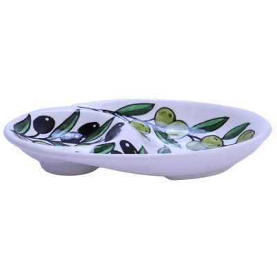 Olive Pattern 2 section Ceramic Plate