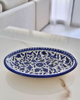 Large Oval Bowl Blue and White