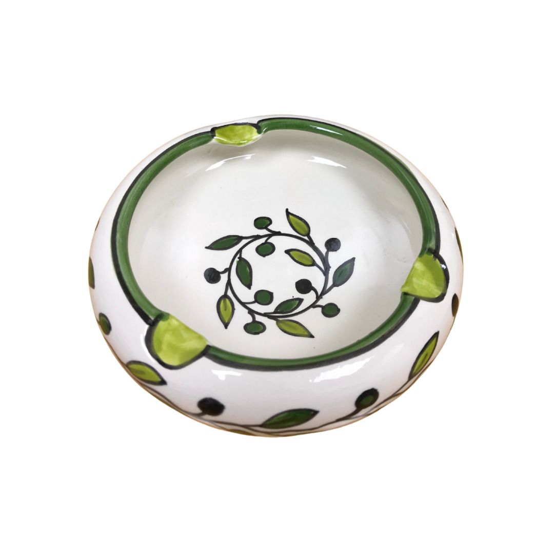 Ashtray Hand Made Green Paint