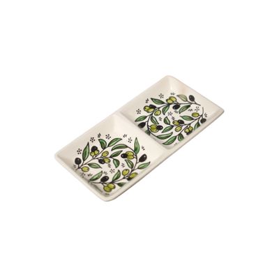 Large Two Section Rectangle Olive Paint Plate