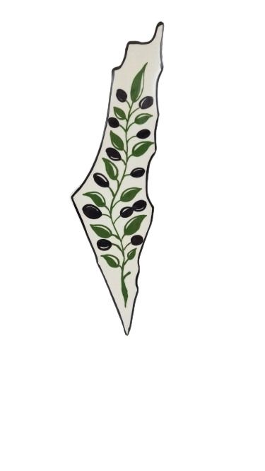 Large Olive Paint Palestine Hanging Map