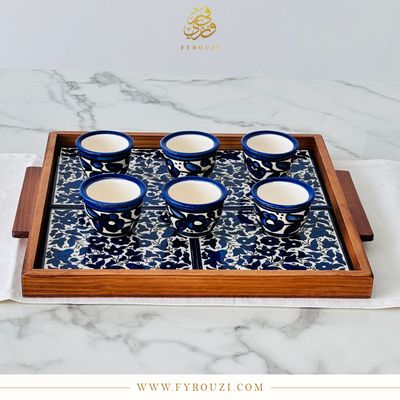 Coffee Cup Set in Blue and White