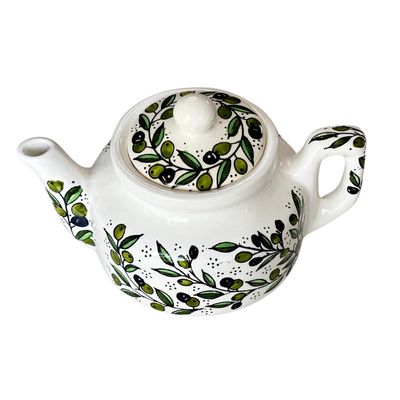 Palestinian Ceramic Teapot – Olive, Hand-painted Palestinian Ceramic Teapot – Olive, Hand-painted