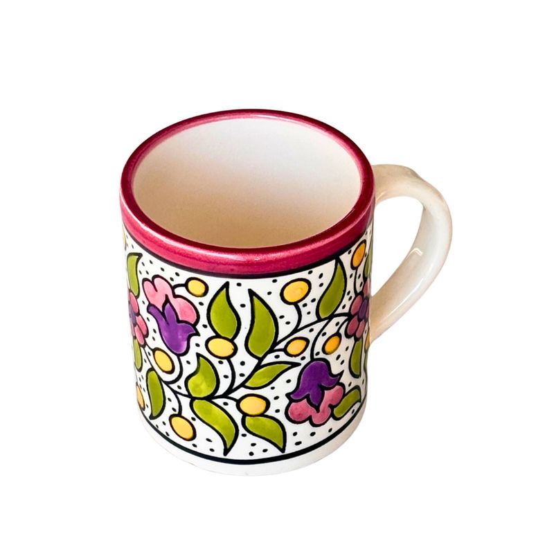 Pink Floral Design Hand Painted Mug Medium
