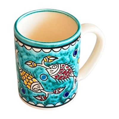 Large Fish Pattern Mug turquoise 