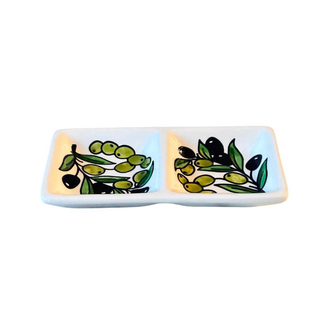 Two Section Small Rectangle Olive Paint Plate