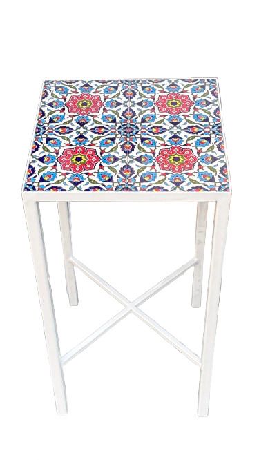 Jericho Bloom Tile Table White legs