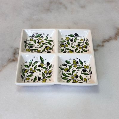 4 section serving platter Olive Pattern