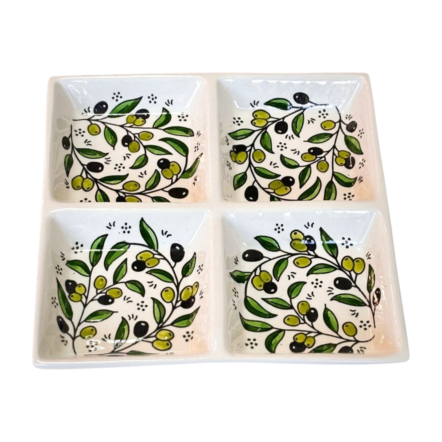 4 section serving platter Olive Pattern