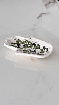 Fatima Hamsa Hand serving dish/trinket Olive Pattern