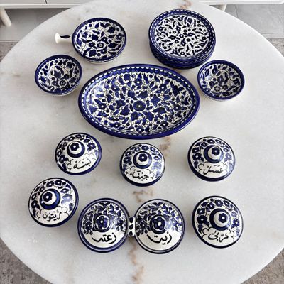 Royal Blue and White Breakfast Set