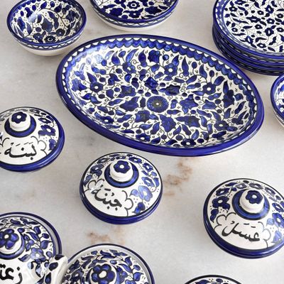 Royal Blue and White Breakfast Set