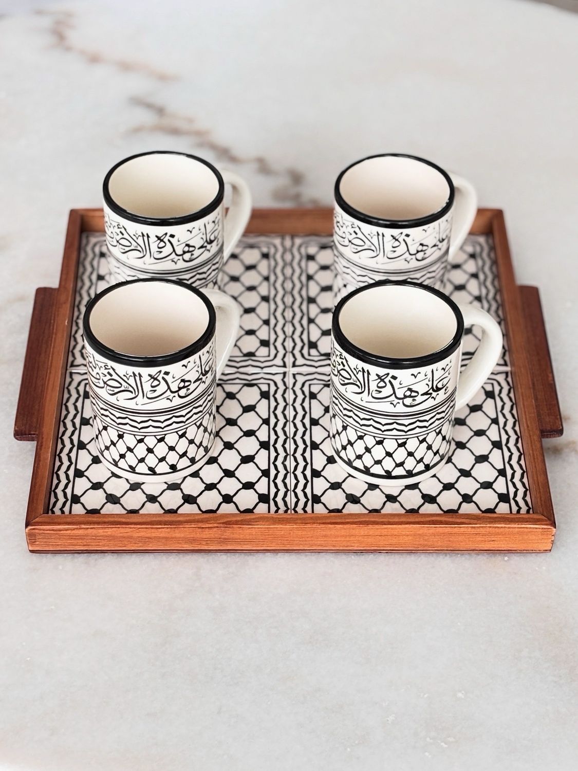 Palestinian Ceramic Tea Set – Kuffiya, Hand-painted