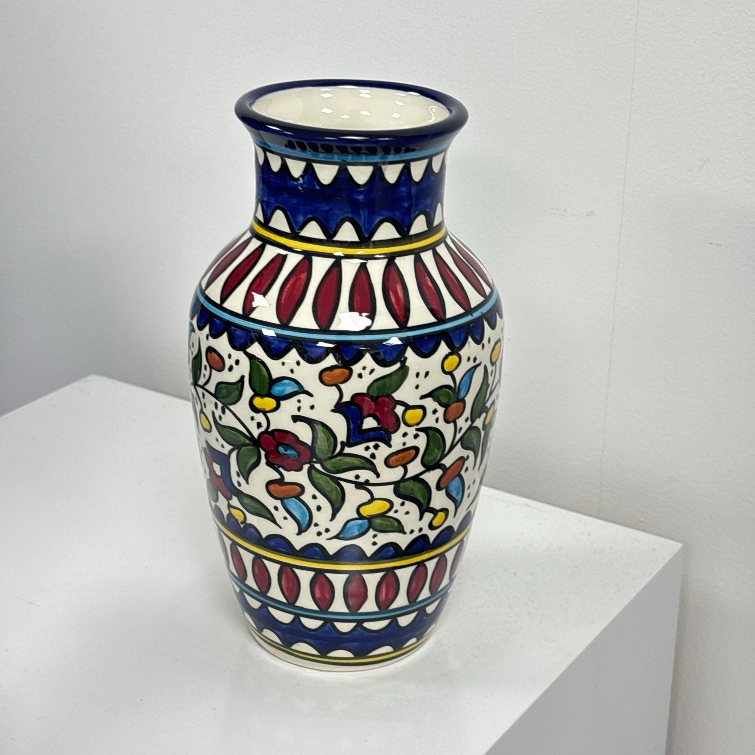 Palestinian Ceramic Vase – Royal Floral Multi-colour, Hand-painted